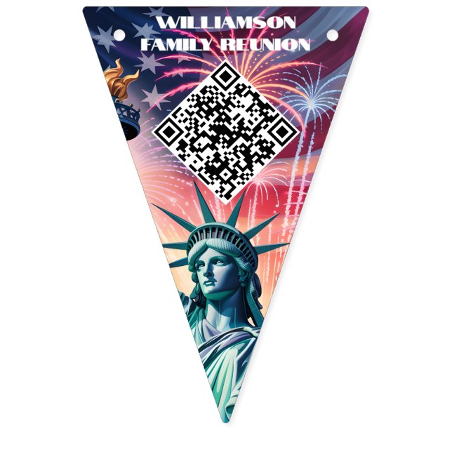 1776–2026 QR Bunting • Edit Text & Link in Minutes Wimpelkette (Neunte Fahne)