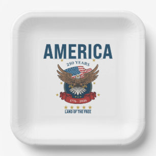 1776 2026   Weißkopfseeadler-Flagge Amerika 250 Pa Pappteller