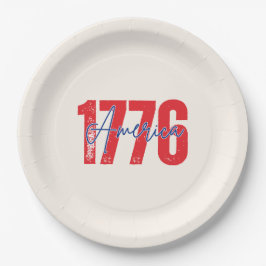'1776 America' Soft Ivory Hintergrund 4. Juli Pappteller