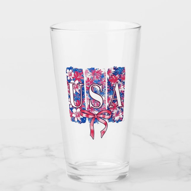 1776 Amerika 4. Juli USA Blume Glas (Vorderseite)