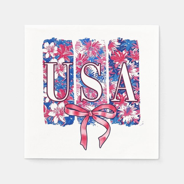 1776 Amerika 4. Juli USA Blume Serviette (Vorderseite)