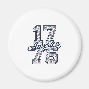1776 Amerika Floral Patriotisches Vintage-Vektorde Magnet