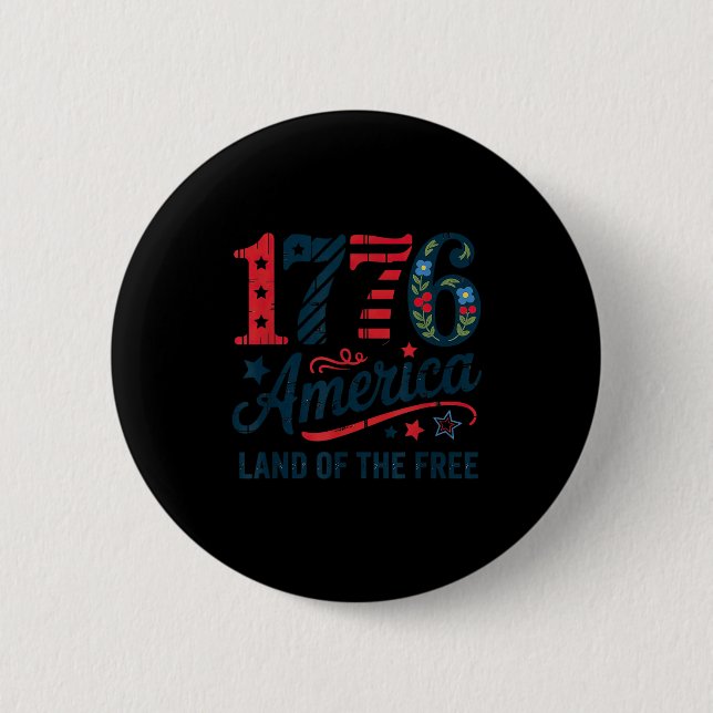 1776 Amerika florale patriotische  Button (Vorderseite)