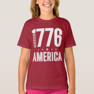 1776 Amerika historisch Freiheit weißer Schriftsat T-Shirt