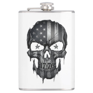 1776 Amerikanische Flagge Totenkopf Patriotische U Flachmann