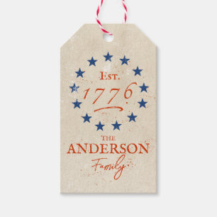 1776 Amerikanische Sterne und Familienname Geschenkanhänger