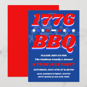 1776 BBQ-Party   Feuerwerksnacht-Einladung Einladung