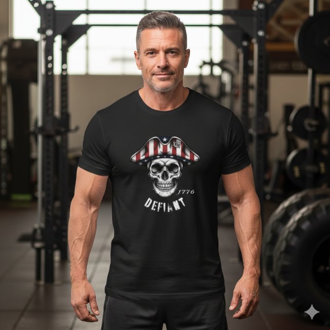 1776 Defiant Skull Patriot T-Shirt (Créateur téléchargé)