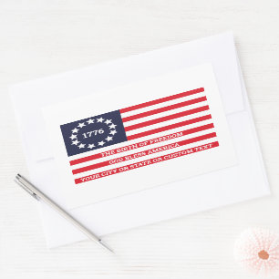 1776 Flag Fakultativer Text American Betsy Ross Rechteckiger Aufkleber