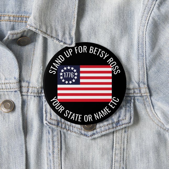 1776 für Betsy-Ross aufgeklappter Text mit Flag Button (Beispiel)