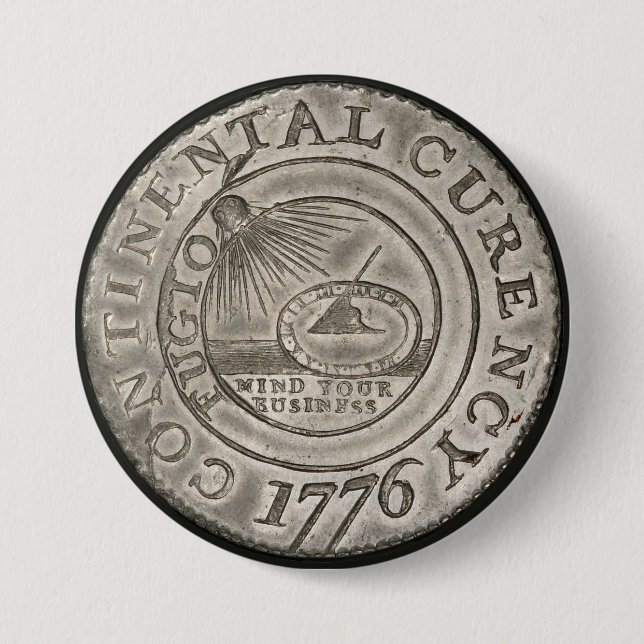 1776 Kontinentalwährungen Numismatischer Münzpatot Button (Vorderseite)