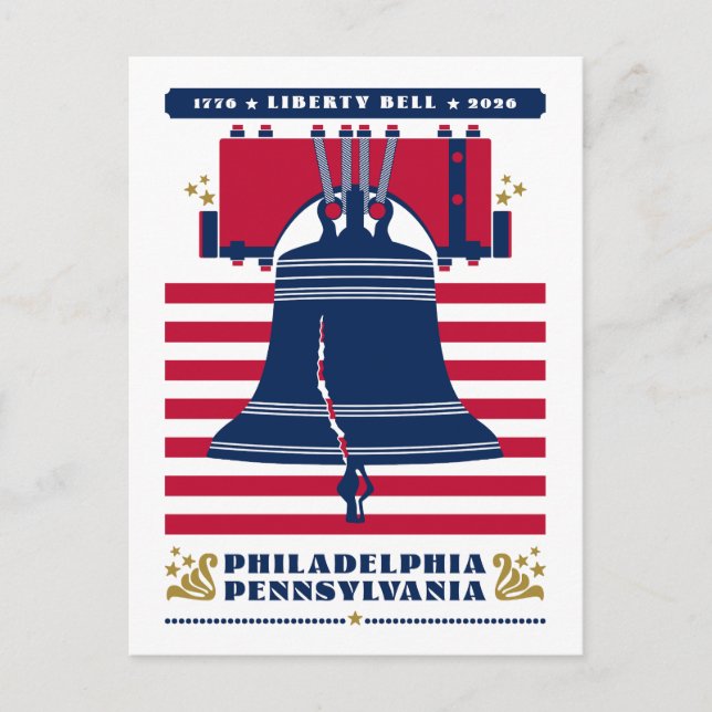 1776 Liberty Bell US Flagge 2026 Postkarte (Vorderseite)