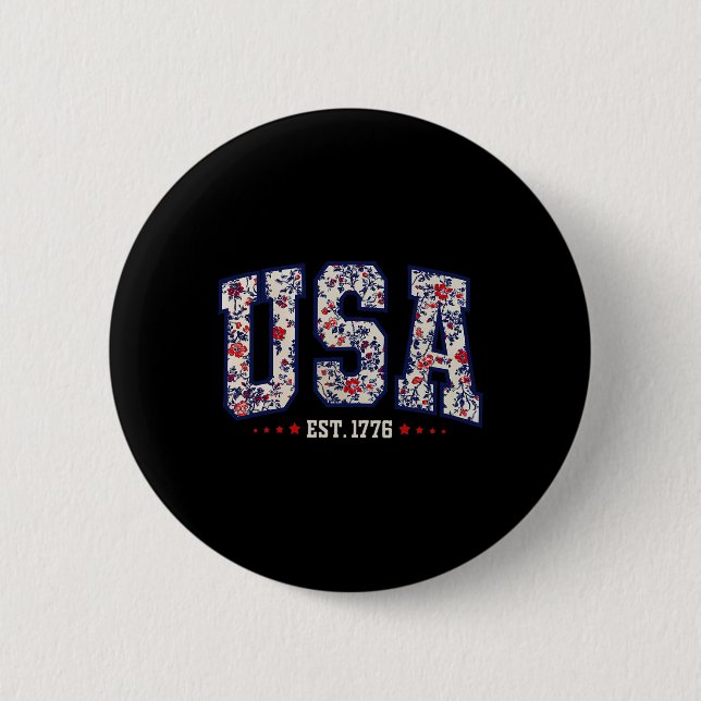 1776 Mädchen am 4. Juli Amerika Button (Vorderseite)