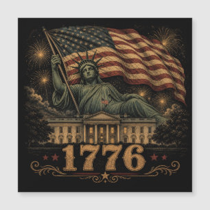 1776 Patriotische amerikanische Flagge Statue der Magnetkarte