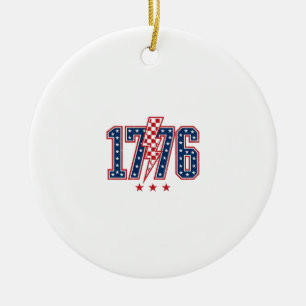 1776 Patriotischer Blitz Vintage Grafik T-Shirt_ Keramik Ornament