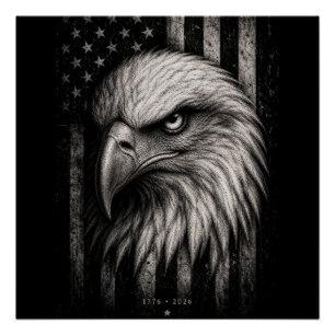 1776 Patriotischer Weißkopfseeadler Amerikanische  Poster