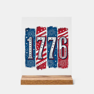 1776 Patriotisches Feuerwerk Vintage Vektor Design Acrylschild