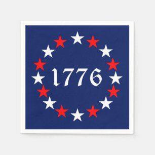 1776 Schwarz-Weiß-Blausterne-Sterne patriotisch lu Serviette