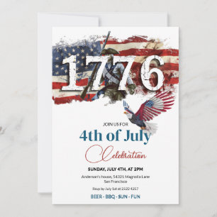 1776 Unabhängigkeitstag Amerikanische Flagge Bald  Einladung