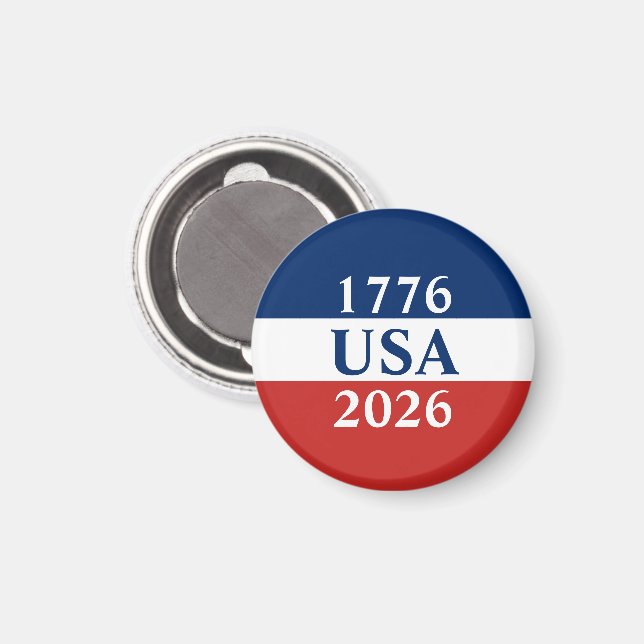 1776 USA 2026 Red White and Blue Patriotic Magnet (Vorderseite/Rückseite)