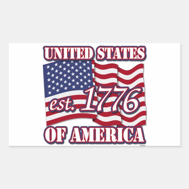 1776 USA mit der Flagge der USA Rechteckiger Aufkleber (Vorderseite)