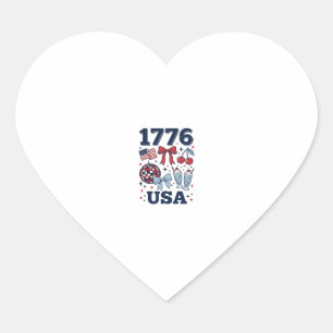 1776 USA Patriotisches Coquette Vektor Design_1 Herz-Aufkleber