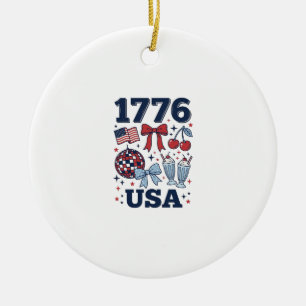 1776 USA Patriotisches Coquette Vektor Design_1 Keramik Ornament