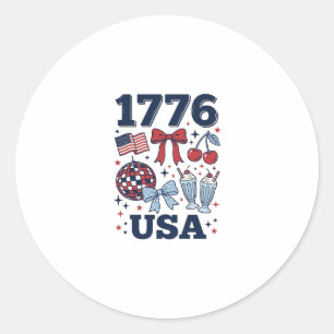 1776 USA patriotisches Koketten-Vektor-Design_1 Runder Aufkleber