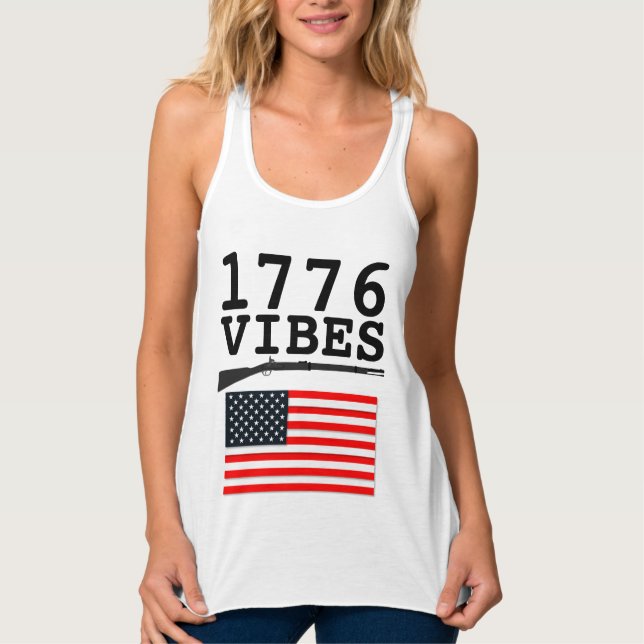 1776 VUN & AMERICAN FLAG Patriotische T - Shirt (Vorderseite)
