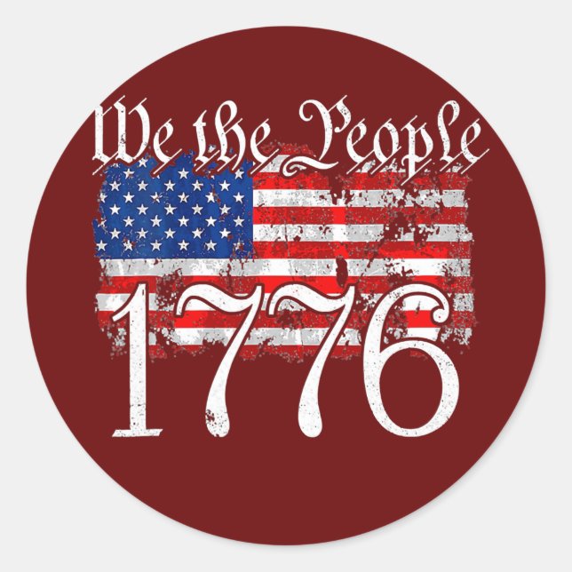 1776 Wir, die Leute Betsy Ross 4. Juli Runder Aufkleber (Vorderseite)