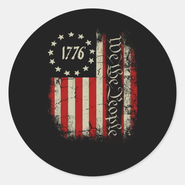 1776 Wir Die patriotische amerikanische Volksverfa Runder Aufkleber (Vorderseite)