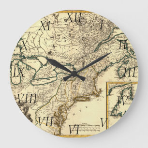 1778 Karte Kanadas und der Vereinigten Staaten Große Wanduhr