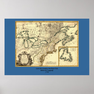 1778 Karte Kanadas und der Vereinigten Staaten Poster