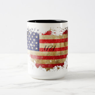 1787 US-Verfassung Amerikanische Fahne - Zweitklän Zweifarbige Tasse