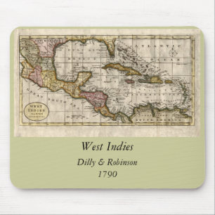 1790 Karte der Westindischen Inseln von Dilly und  Mousepad