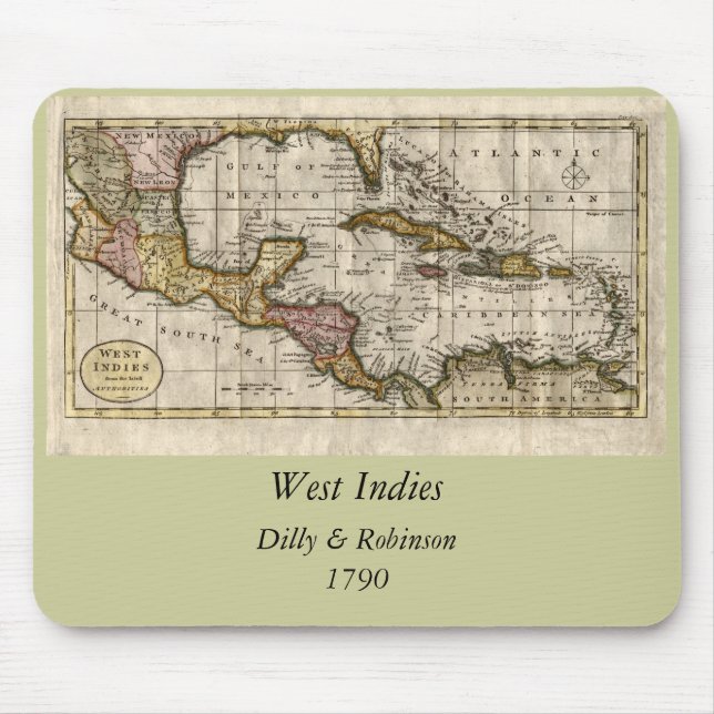 1790 Map of The West Indies by Dilly and Robinson Mousepad (Vorne)