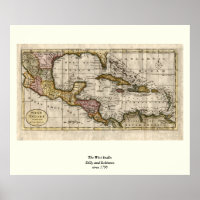 1790 Map of The West Indies by Dilly and Robinson