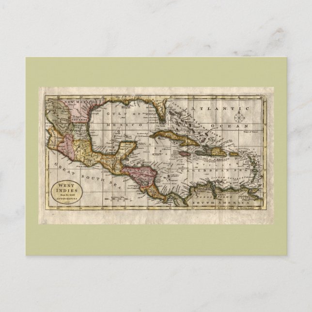 1790 Map of The West Indies by Dilly and Robinson Postkarte (Vorderseite)