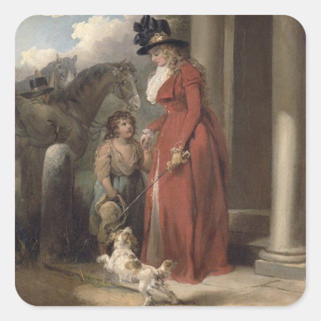 1790 (Öl auf Leinwand) Quadratischer Aufkleber (Vorderseite)