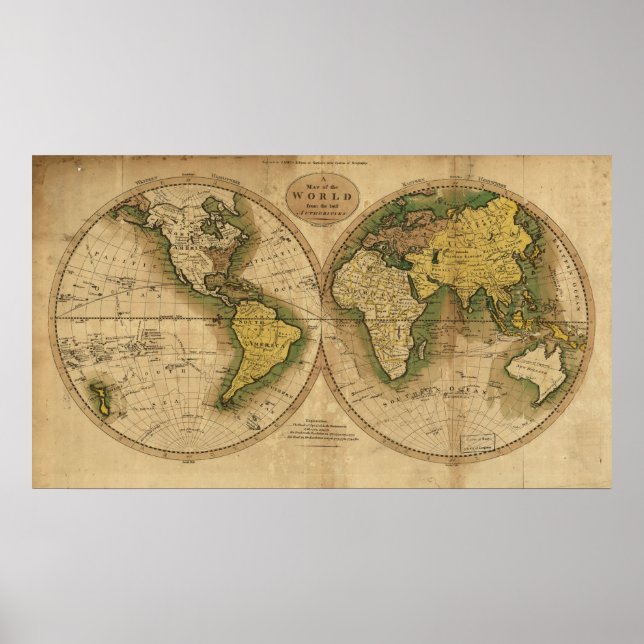 1795 Karte der Welt Poster (Vorne)