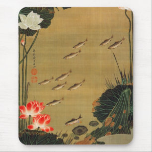 17. 蓮 池 遊 図, 若 冲 Teich mit Lotus, Jakuchū Mousepad