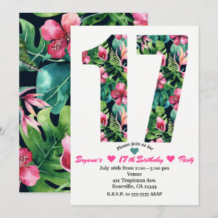 17 17. Geburtstagsparty Einladung Tropical Floral