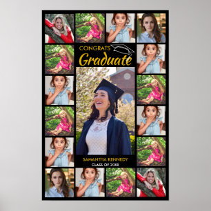 17 Foto-Collage Gratuliere Absolvent Schwarz und G Poster
