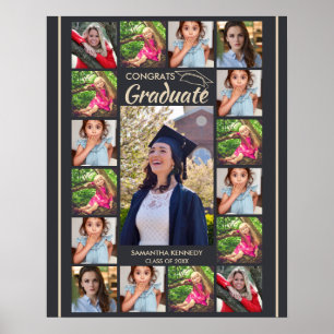 17 Foto-Collage Herzlichen Glückwunsch Absolvent 2 Poster