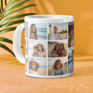 17-Foto-Collage-Raster - Moderne Minimal weiß Jumbo-Tasse