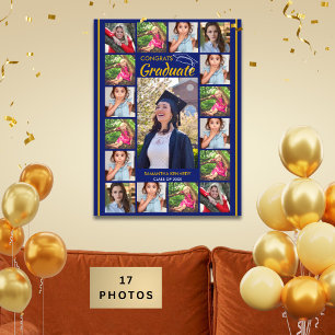 17 Foto-Collage-Vorlage Gratuliere Absolvent Blau Fotodruck