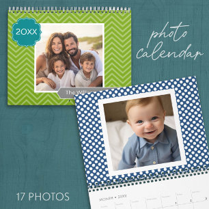 17 Foto-Familienvorlage und farbenfrohe Muster Kalender