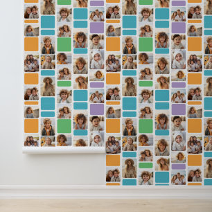 17 FotoCollage mit Mod-Muster - farbenfroh Tapete