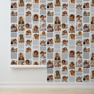 17 FotoCollage mit Mod-Muster - grau und weiß Tapete