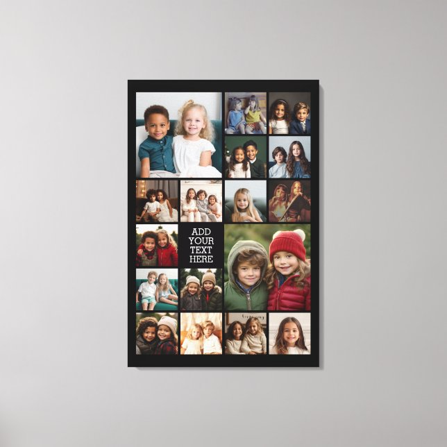 17 FotoCollage und Text - Schwarz bearbeiten Leinwanddruck (Vorderseite)